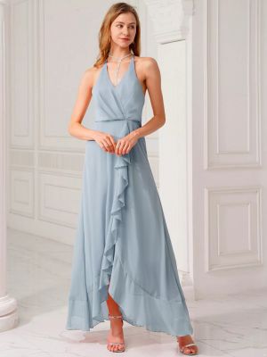 Women Cascading Ruffle Backless Built-in Bra Bridesmaid Dress front image
