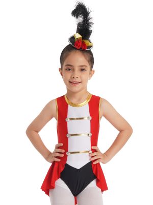 Kids Girls Sleeveless Back Hollow Circus Costume Leotard front image