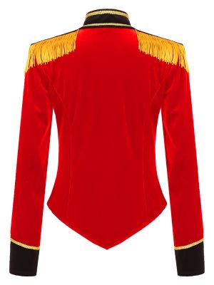 Women Circus Ringmaster Costume Long Sleeve Velvet Jacket Coat back image