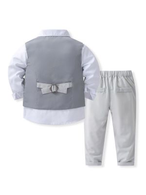 Toddler Boys 4-piece Vest Shirts Pants Formal Suits back image