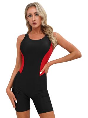 Women Sleeveless Removable Pads One-piece Swimsuit back image