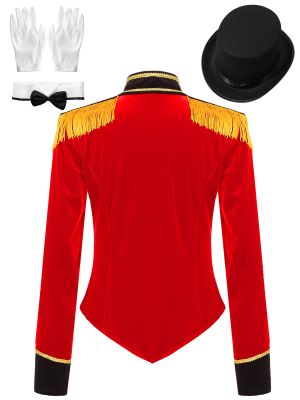 Women Long Sleeve Jacket Coat with Hat Circus Ringmaster Costume Set back image