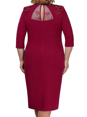 Women Elegant Embroidered Lace Half Sleeve Plus Size Cocktail Dress back image
