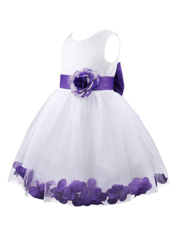 Kids Girls Flower Petals Tulle Ball Gown Flower Girls Dress thumb