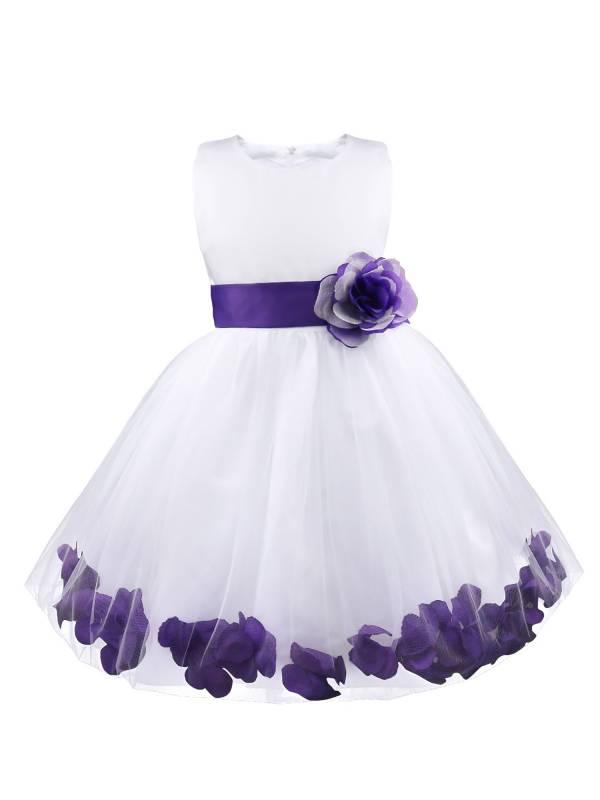 Kids Girls Flower Petals Tulle Ball Gown Flower Girls Dress thumb