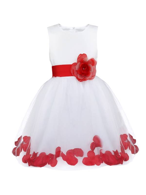 Kids Girls Flower Petals Tulle Ball Gown Flower Girls Dress thumb