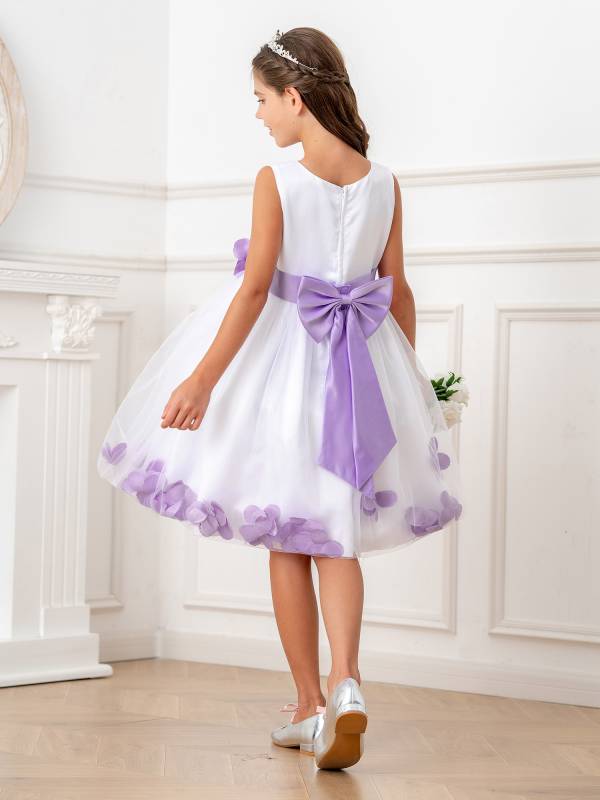 Kids Girls Flower Petals Tulle Ball Gown Flower Girls Dress thumb