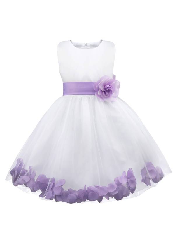 Kids Girls Flower Petals Tulle Ball Gown Flower Girls Dress thumb