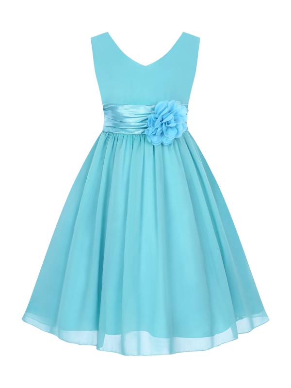 Toddler/Kids Girls Flower and Bowknot Ball Gown Chiffon Dress thumb