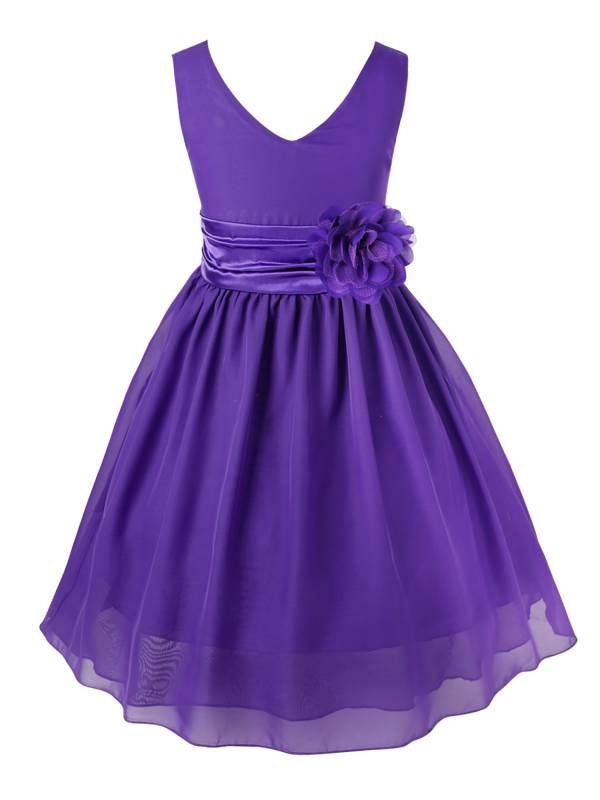 Toddler/Kids Girls Flower and Bowknot Ball Gown Chiffon Dress thumb