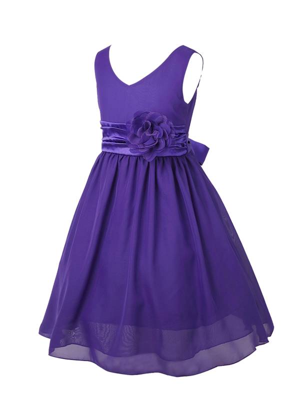 Toddler/Kids Girls Flower and Bowknot Ball Gown Chiffon Dress thumb