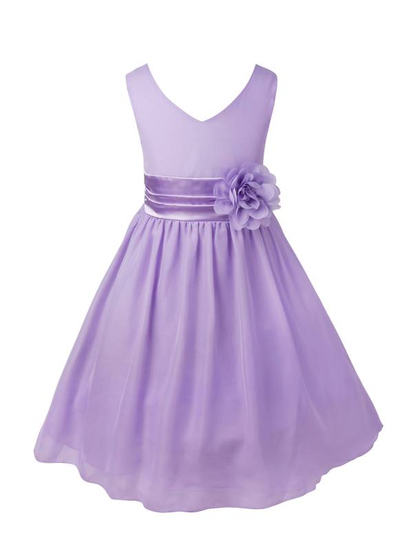 Toddler/Kids Girls Flower and Bowknot Ball Gown Chiffon Dress thumb