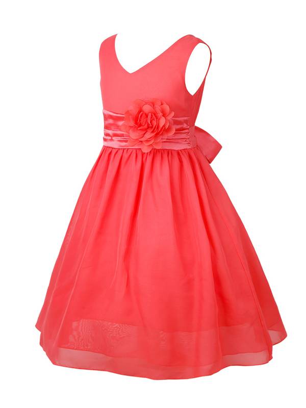 Toddler/Kids Girls Flower and Bowknot Ball Gown Chiffon Dress thumb