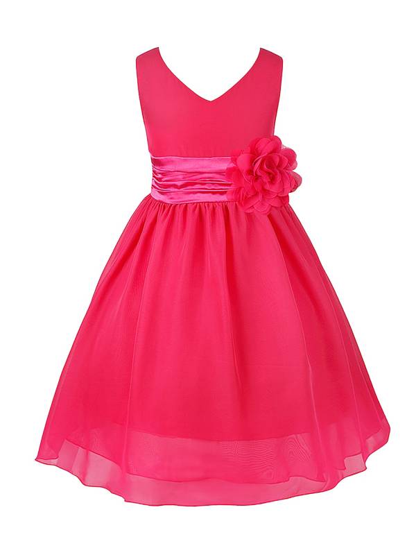 Toddler/Kids Girls Flower and Bowknot Ball Gown Chiffon Dress thumb