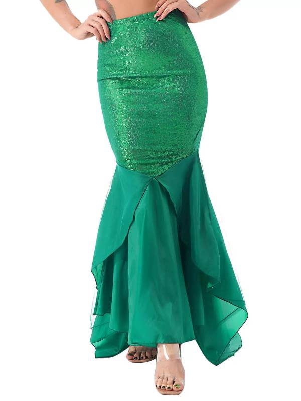 Women Sequined Mermaid Tail Skirt Costume thumb