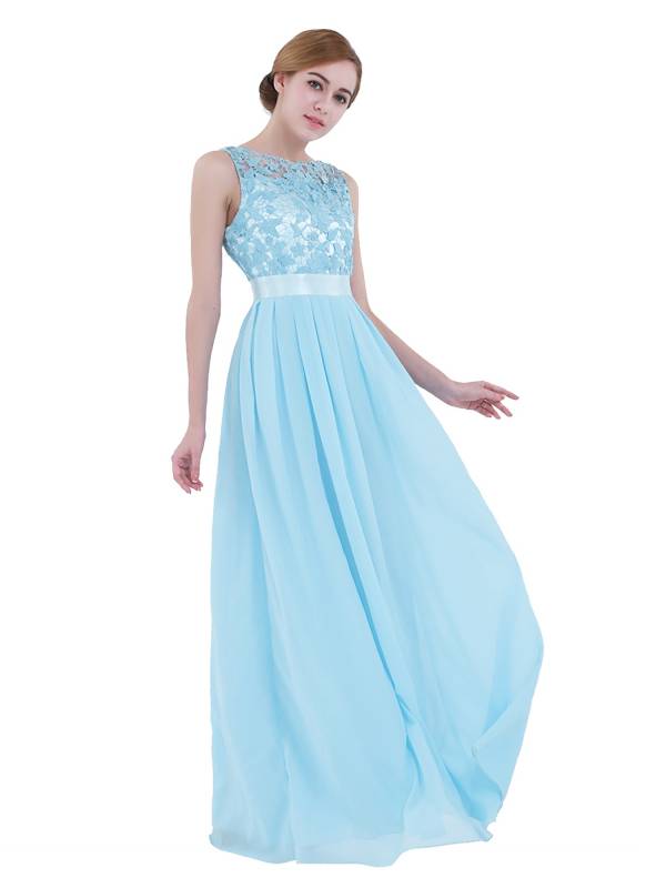 Women Embroidered Chiffon Maxi Bridesmaid Dress thumb