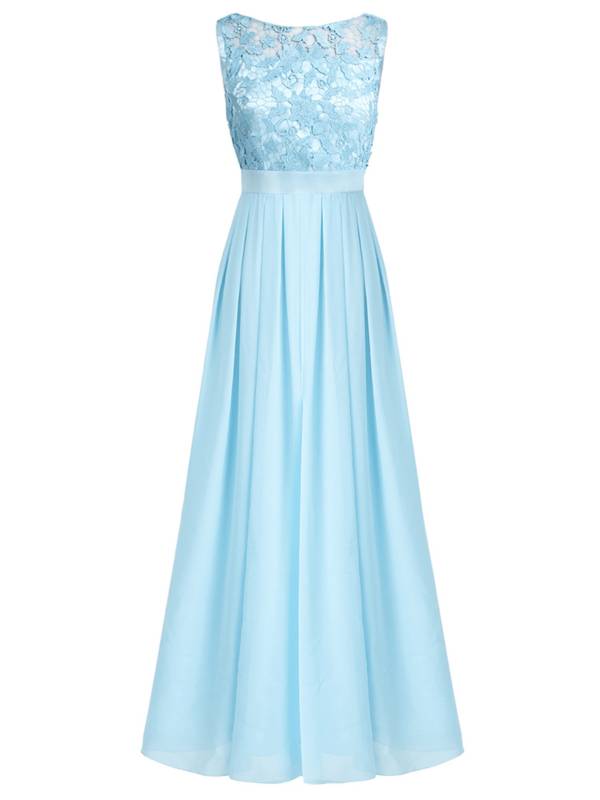 Women Embroidered Chiffon Maxi Bridesmaid Dress thumb