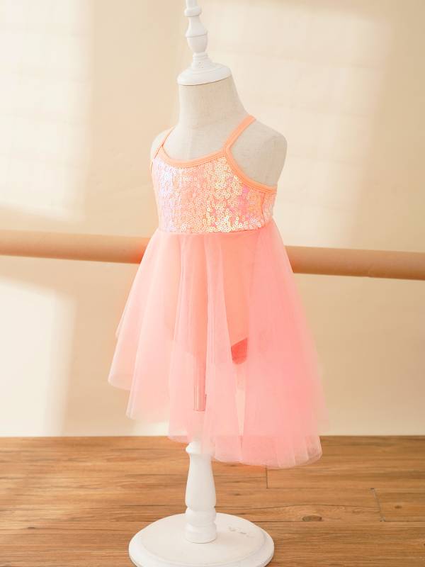 Kids Girls Sequins Tulle Ballet Dance Gymnastics Leotard Dress thumb