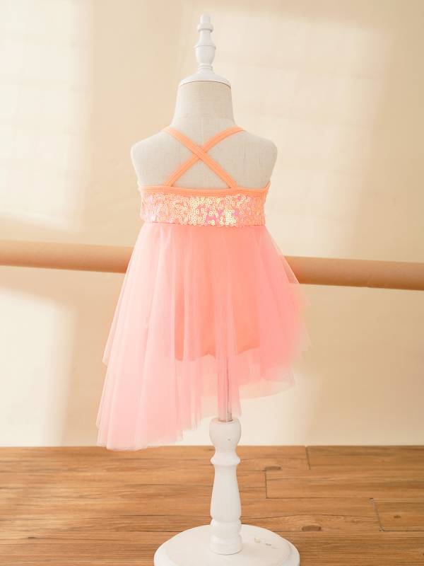 Kids Girls Sequins Tulle Ballet Dance Gymnastics Leotard Dress thumb