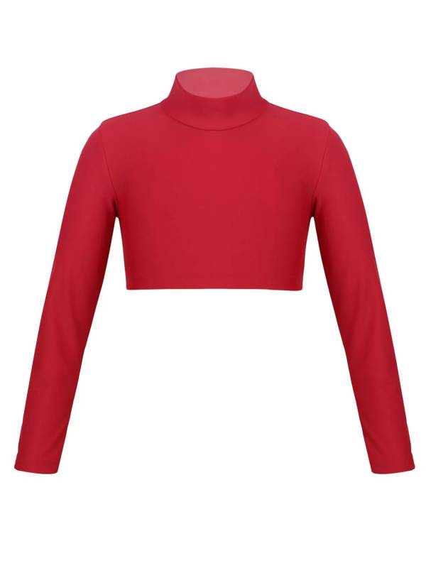 Kids Girls Solid Long Sleeves Crop Top thumb