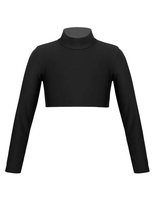 Kids Girls Solid Long Sleeves Crop Top thumb