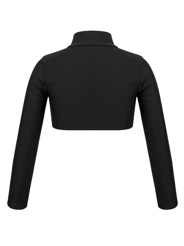 Kids Girls Solid Long Sleeves Crop Top thumb