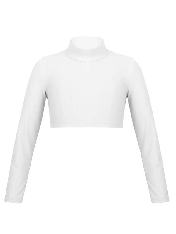 Kids Girls Solid Long Sleeves Crop Top thumb