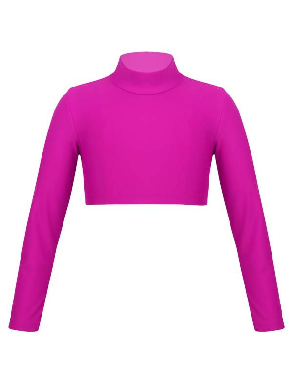 Kids Girls Solid Long Sleeves Crop Top thumb