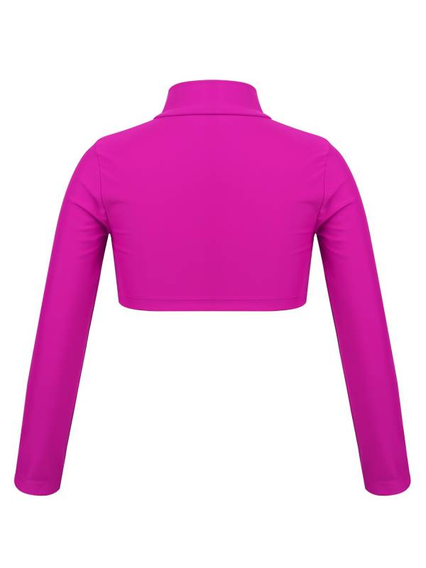 Kids Girls Solid Long Sleeves Crop Top thumb