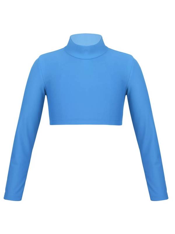 Kids Girls Solid Long Sleeves Crop Top thumb