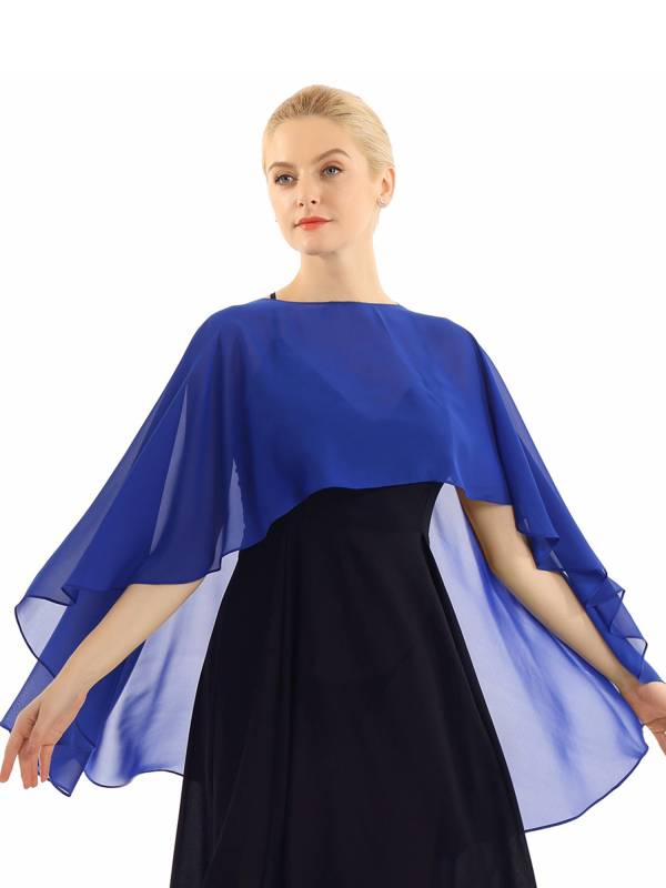 Women Chiffon High Low Shawl Wedding Capes Shrug thumb