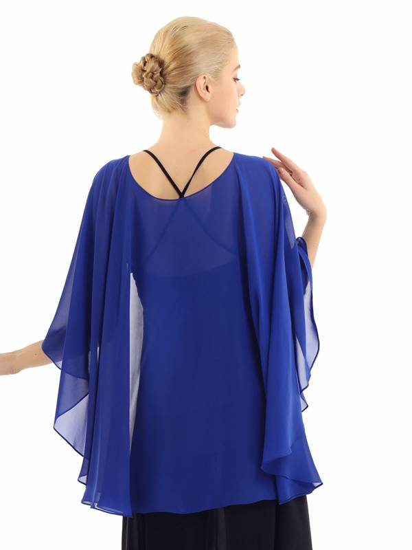 Women Chiffon High Low Shawl Wedding Capes Shrug thumb