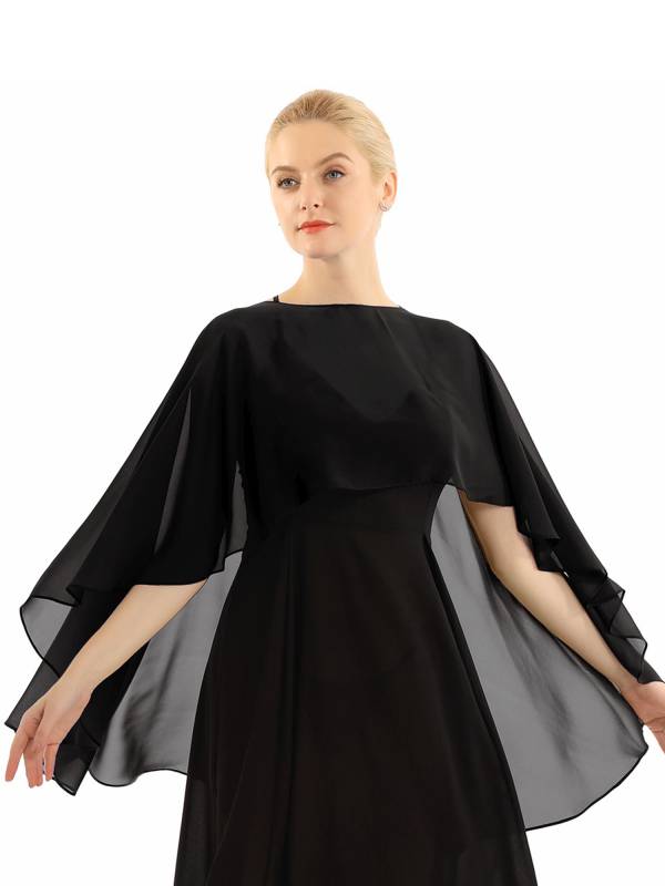 Women Chiffon High Low Shawl Wedding Capes Shrug thumb