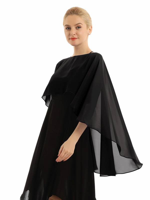 Women Chiffon High Low Shawl Wedding Capes Shrug thumb