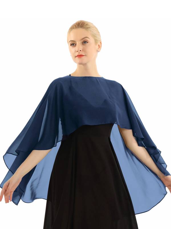 Women Chiffon High Low Shawl Wedding Capes Shrug thumb