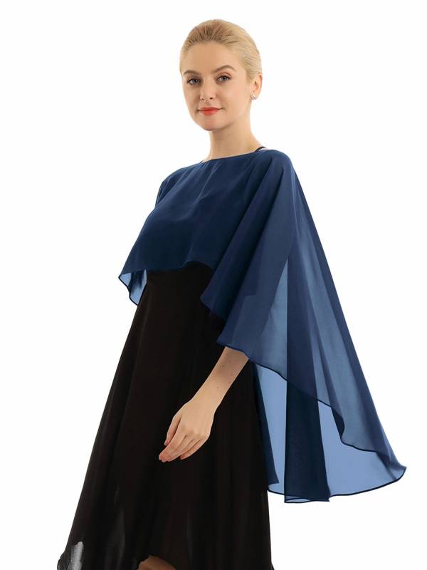 Women Chiffon High Low Shawl Wedding Capes Shrug thumb