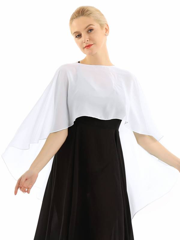 Women Chiffon High Low Shawl Wedding Capes Shrug thumb