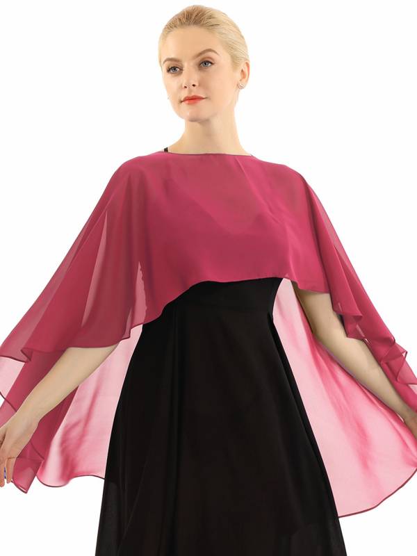 Women Chiffon High Low Shawl Wedding Capes Shrug thumb