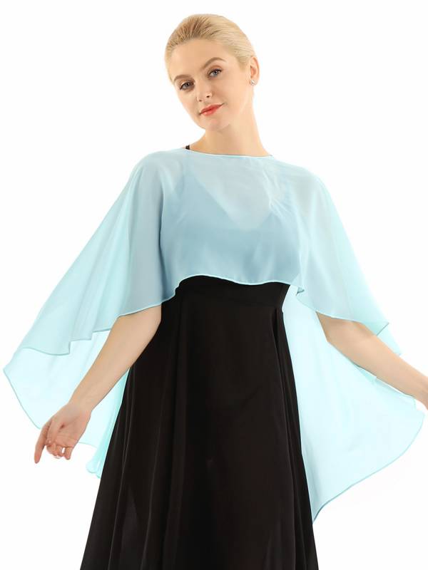 Women Chiffon High Low Shawl Wedding Capes Shrug thumb