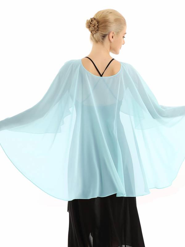 Women Chiffon High Low Shawl Wedding Capes Shrug thumb