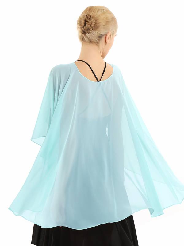 Women Chiffon High Low Shawl Wedding Capes Shrug thumb