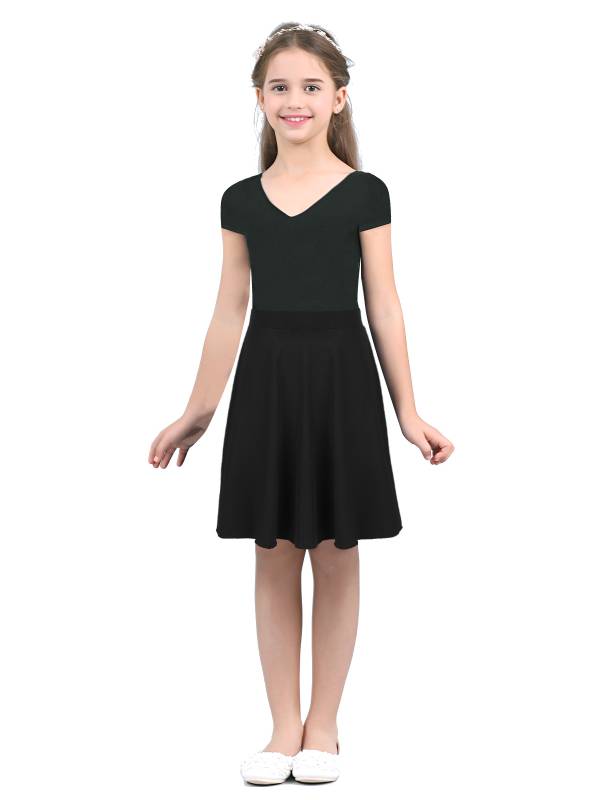 Girls Solid Color Knee Length A-Line Lyrical Dance Skirt thumb