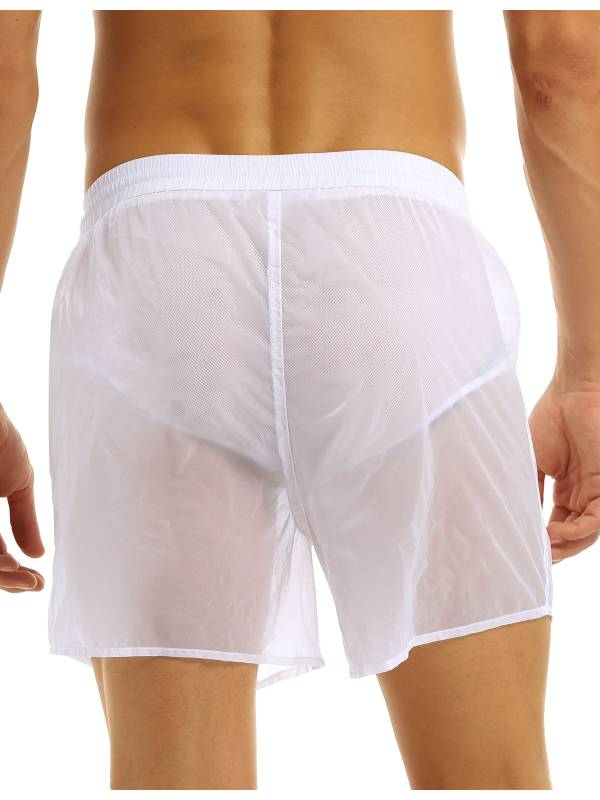 Men Solid Color Quick Dry Beach Swim Shorts with Built-in Briefs thumb