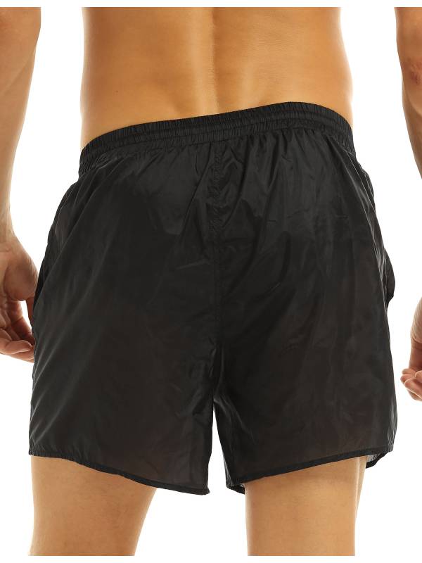 Men Solid Color Quick Dry Beach Swim Shorts with Built-in Briefs thumb