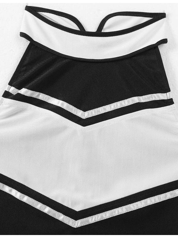 Women 2Pcs Cheerleading Costume Crop Top with Mini Pleated Skirt Set thumb