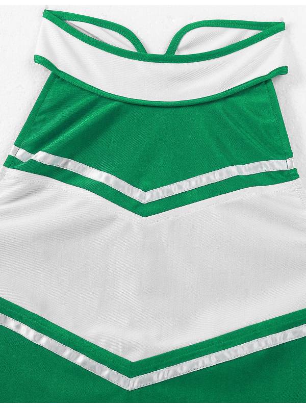 Women 2Pcs Cheerleading Costume Crop Top with Mini Pleated Skirt Set thumb