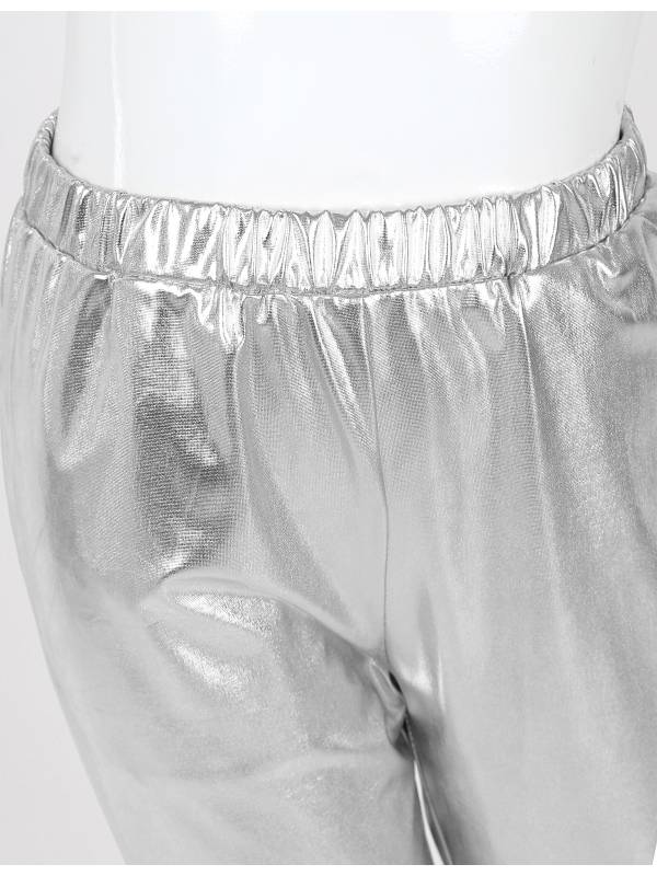 Kids Girls Glossy Metallic Elastic Waist Dance Pants thumb