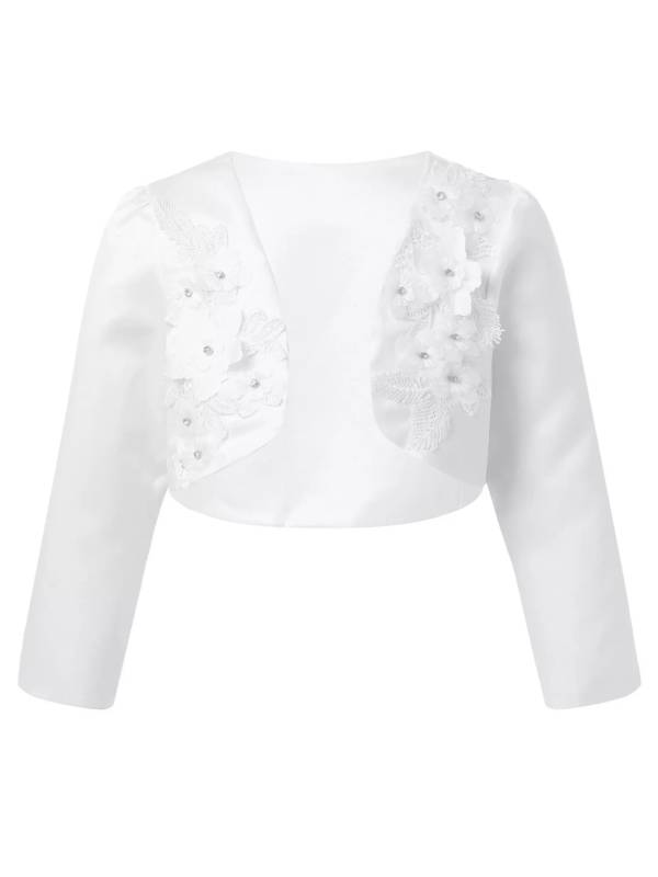 Toddler/Kids Girls Embroidered Long-sleeve Bolero Shawl thumb