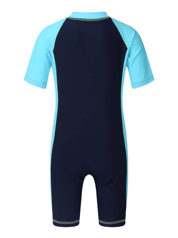 Kids Boys Girls One-piece Swim Short Sleeves Zippered Wetsuit Swimsuit thumb