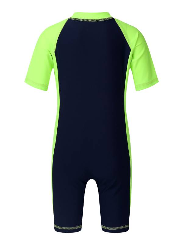 Kids Boys Girls One-piece Swim Short Sleeves Zippered Wetsuit Swimsuit thumb